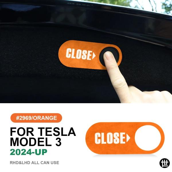 イタリア製トップスエード製トランククローズボタントリムステッカーテスラ モデル3 X モデルY S ...
