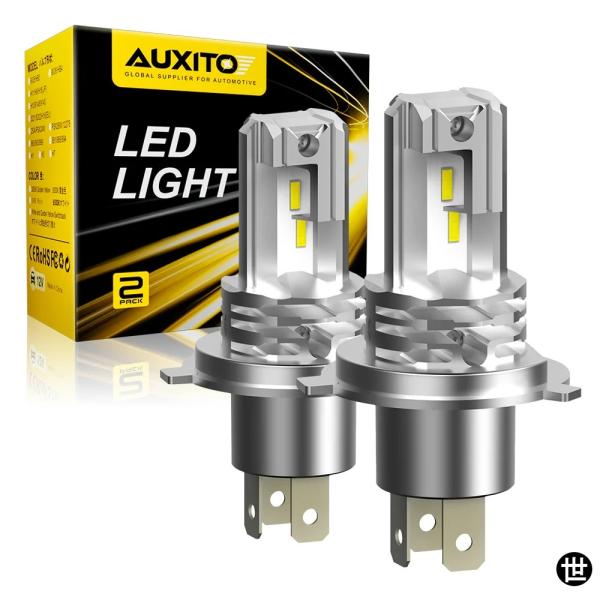 AUXITO H4 ファンレス LED CSP ヘッドライトバルブ 車 バイク用 9003 LED ...