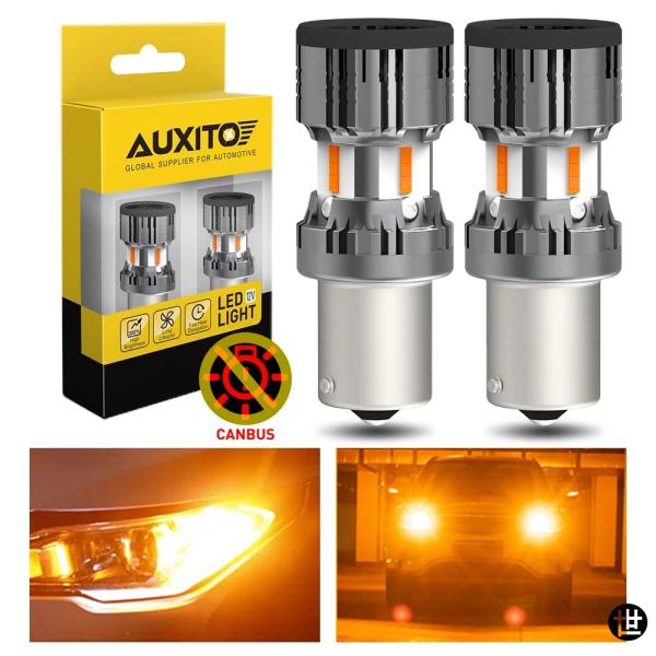 AUXITO 2個 S25 1156 LEDインジケーターバルブ ハイパーフラッシュし P21W B...