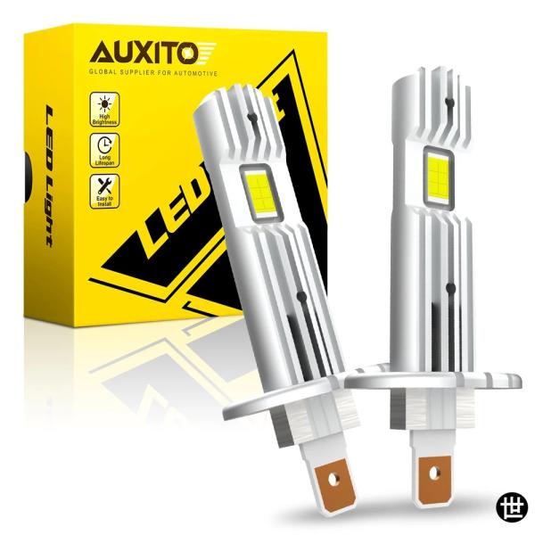 AUXITO 2個 H1 LEDランプライト電球 H7 LEDミニヘッドライト ファンレス リアル1...