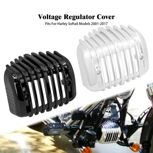 バイク電圧レギュレータカバーフェアリングブラック/クロームプラスチックキャップハーレーソフテイルブレ...