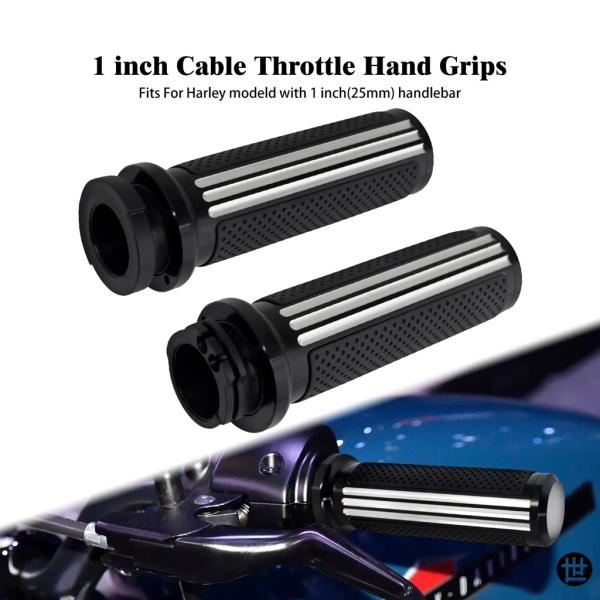 バイク用 25MM ハンドルバー 1インチ ハンドグリップ ブラック/クローム ハーレー ソフテイル...