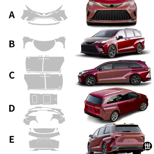 TPU 8.5ミル カーペイントプロテクションフィルム トヨタ シエナ 2022 2023 2024...