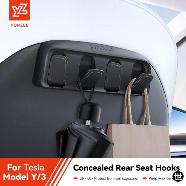 YZ テスラ モデルY 3 ハイランド ジュニパー 2021-25 リア用折りたたみ式隠しフック A...