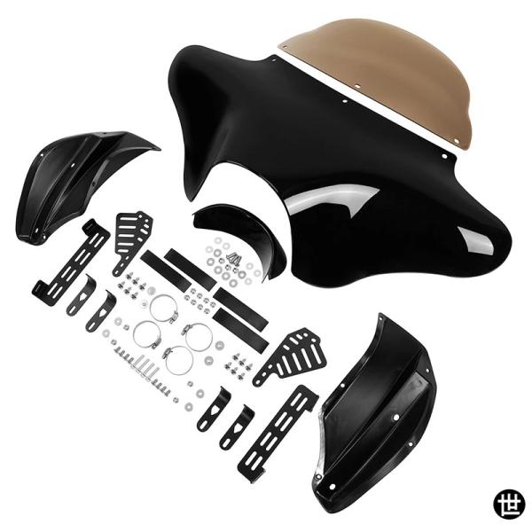 バットウィングフェアリング ウィンドシールド ハーレー ソフテイル デラックス ファットボーイ ヘリ...