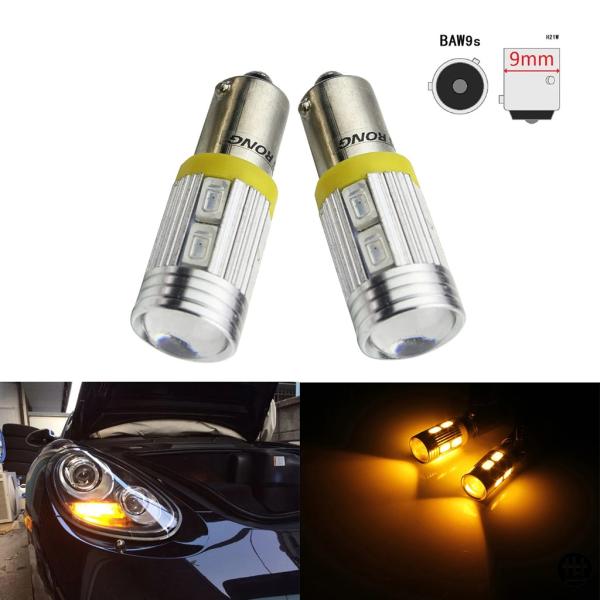 ANGRONG 2X BAW9S HY21W 10 SMD LEDバルブ フロントインジケーター リ...