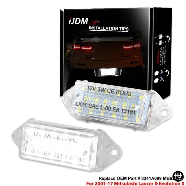 2個 CANBUS LED 車ナンバープレートライト ホワイト 三菱 ランサー EVO VIII 2...