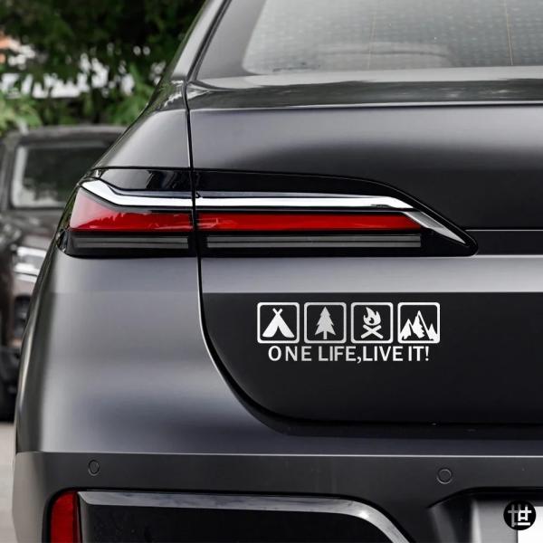 車用ステッカー ONE LIFE LIVE IT キャンプ用アウトドアステッカー クリエイティブ反射...