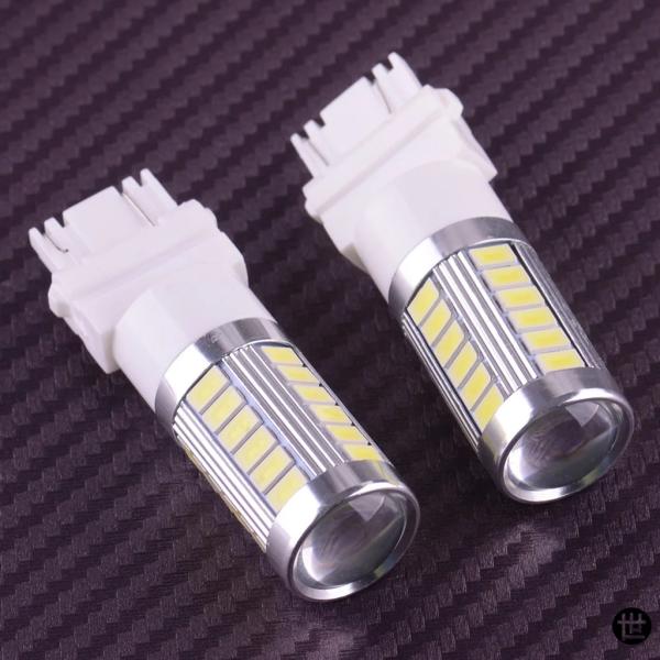 2個 3157 LED ホワイト バックアップ リバースバルブ デイタイムランニングライト ウィンカ...