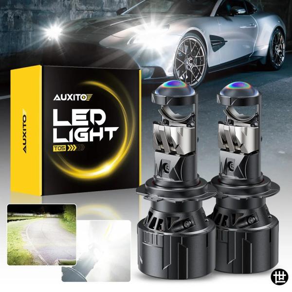 AUXITO 2個 ミニH7 LED レンズ付き H4 9003 LED プロジェクターレンズ ヘッ...