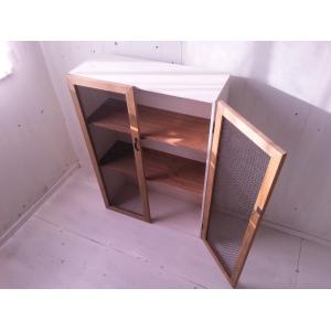 収納家具 キャビネット 観音開き 木製 扉付 収納棚 ハンドメイド