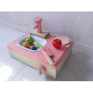 ままごとキッチン 卓上 木製 手作り 卓上キッチン 水色 ブルー