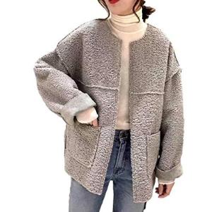 1/2style ] ショート コート ジャケット 起毛 ボア ノーカラー レディース
