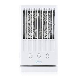 Qurra 超音波式冷風扇 ヒヤミスト 卓上 ミニクーラー 首振り スイング 小型 デスク ポータブル 風量調整 送風 加湿 省エネ 車 USB 3R SYSTEMS ホワイト