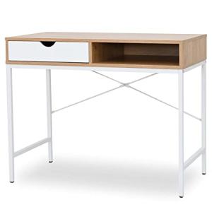 moca company Letta シンプル パソコンデスク 幅90 PCデスク テレワーク 学習デスク ナチュラル ホワイト