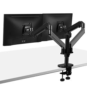 モニターアーム 2画面 デュアル ディスプレイタイプ ガス圧式 19~32インチ対応 多角度調節 上下昇降 耐荷重9kg 配線隠し クランプ式 VESA対応 LEOLEOS