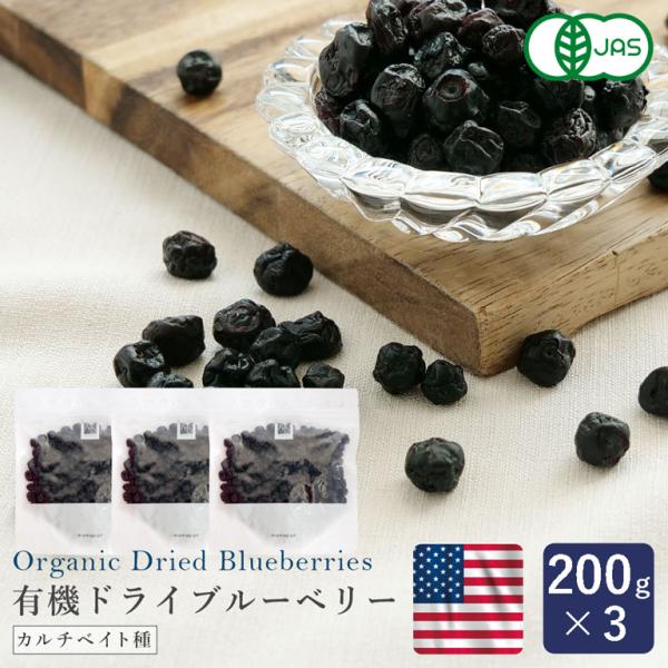 有機JAS 有機ドライブルーベリー 200g×3（600g）まとめ買い アメリカ産 カルチベイト種 ...