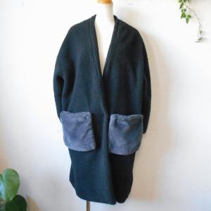 萌　MOYURU アシンメトリー　異素材　コート　ウール混　センソユニコ 萌 MOYURU アシンメトリー 異素材 コート ウール混 センソユニコ