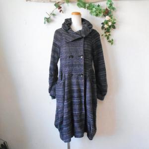 ☆美品☆スーパーハッカ　フーデッドウールコート ウールレーヨンダブルフェイスフーディコート（ウールコート）｜SUPER