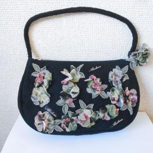 ゼル ZELU バッグ お花 モチーフ レディース ボストンバッグ 黒 ゼル ZELU バッグ お花 モチーフ レディース ボストンバッグ 黒