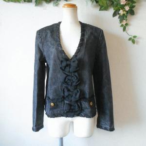 ⭐︎新品・未使用⭐︎ INGEBORG インゲボルグ　コーデュロイ　フリルジャケット INGEBORG（インゲボルグ） 未使用 ロゴ 入り リボン 付 ノーカラー