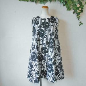 美品！ダーマコレクション DAMA 麻シルク素材フラワー柄ノースリーブワンピース ダーマコレクション DAMA collection ワンピース 大きい サイズ 13 麻