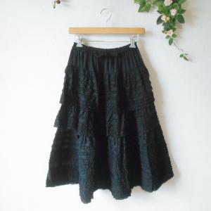 美品♪ピンクハウス 総ピコフリル スカート フレア ペチコート付 ブラック 黒 PINK HOUSE（ピンクハウス） 新品 タグ付き 15120円 ペチコート