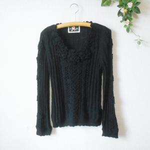 PINK HOUSE（ピンクハウス） 秋 冬 お花 モチーフ 付き ニット ジップ