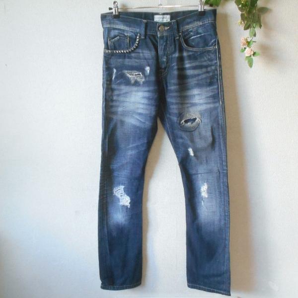ザラ ZARA MAN メンズ パンツ デニム ジーンズ ジーパン ダメージ 38 ボタンフライ オ...
