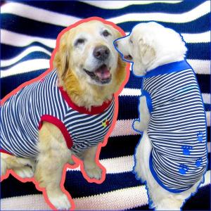 犬服　ドッグウェア　犬　3.5Lサイズ（超大型犬）　肉球刺繍　DOGタンクトップ 紺ボーダー　　レターパックで送料無料（代引き不可）｜mamav