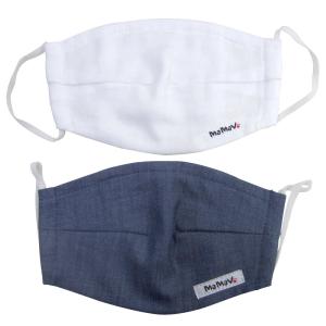 布マスク ガーゼマスク おしゃれ 白＆シャンブレー（デニム調）