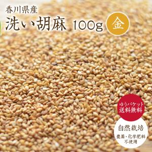 【ゆうパケット 送料無料】金ごま【100g】 香川県産 自然栽培 金胡麻 洗い胡麻 国産胡麻 セサミ 胡麻 農薬化学肥料不使用