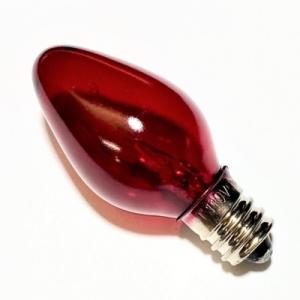 ローソク球(ろうそく型白熱電球) C7 E12 110V5W レッド(赤色) 1個単位販売ページ【返品交換不可】T8D2｜mamedenkyu