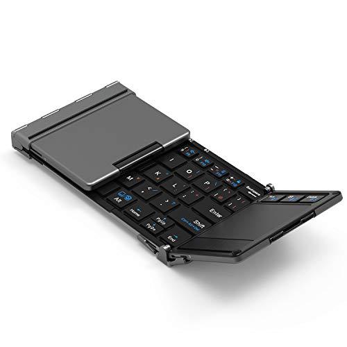 iClever Bluetooth ワイヤレス キーボード 折り畳み モバイルキーボード タッチパッ...