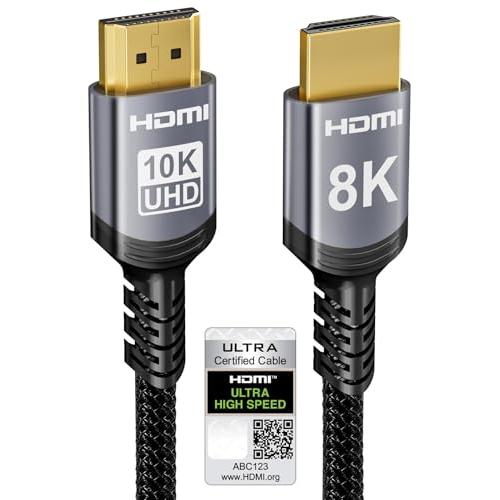 Sniokco 10K 8K HDMI 2.1ケーブル 1M、認証済み48Gbps超高速HDMIRケ...