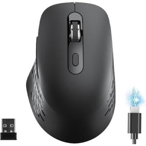 ワイヤレスマウス bluetooth 5.2 + 2.4GHz マウス 無線 静音 Type-C充電式 小型 戻る/進むボタン搭載 6ボタン 5