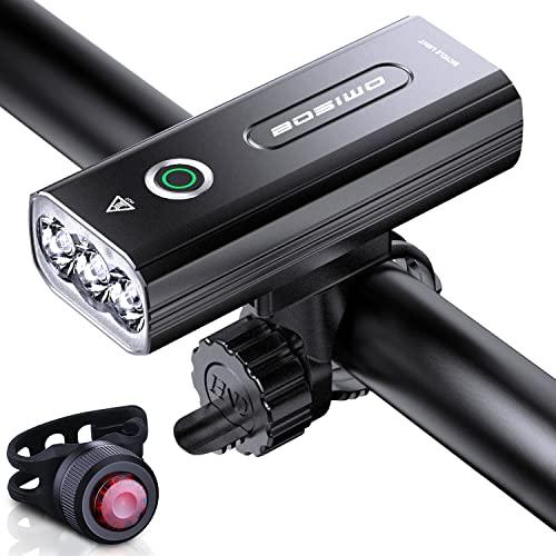 BOSIWO 自転車 ライト 大容量5200mAh USB-C充電式 LEDヘッドライト「3in1機...