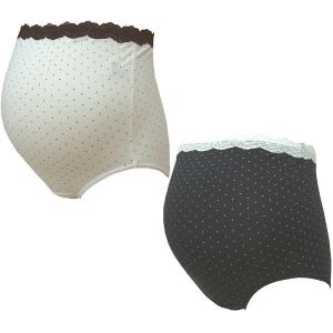 【メール便送料無料】ドット柄ベア天竺 ウエストストレッチレース マタニティショーツ<br>マタニティー/妊婦/産前ショーツ/