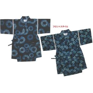【絞り藍染風】日本製 本格仕様 ベビー こども（子供） 甚平上下２点セット 80・90・100・11...
