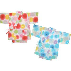 【送料無料】【菊ずくし柄】日本製 本格仕様 超清涼素材 ベビー こども（子供） 甚平上下２点セット ...