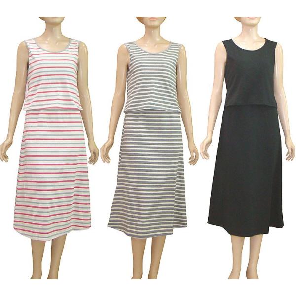 【春夏 マタニティ ハウス】カップ付ノースリーブハウスワンピース（授乳機能付）妊娠中〜授乳期/授乳服...