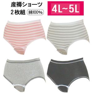 【メール便送料無料】２枚組 産褥ショーツ 4L-5Lサイズ 入院準備 コットン 出産準備 産褥期 ク...