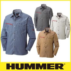 作業服 作業着 防寒着の専門店The Working Wear/春夏用/701-66 HUMMERサマー長袖シャツ×カーゴパンツ 上下セット ネイビー 大きいサイズ作業服の商品画像