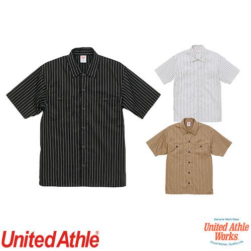 シャツ ワイシャツ レギュラーカラー United Athle T/Cストライプ 半袖 ワークシャツ...