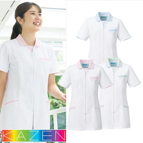 ジャケット 白衣 ケーシー 横掛 医療 KAZEN カゼン レディース 半袖 779 医師 看護師 ...