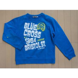 ブルークロス ボーイズ blue cross 子供服 男の子 M 150cm 長袖 トレーナー スウェット 青 裏起毛 ドクロ スカル 秋 冬 冬服 ★2 キッズ ジュニア ユーズド 男児｜mana2