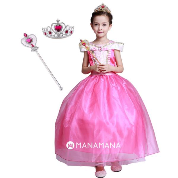 オーロラ姫 キッズ ドレス プリンセス 子供 用 ハロウィン コスプレ 衣装 女の子 コスチューム ...