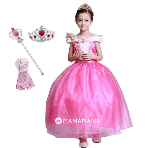 オーロラ姫 キッズ ドレス 子供 用 ハロウィン コスプレ 衣装 コスチューム 眠れる森の美女 女の...