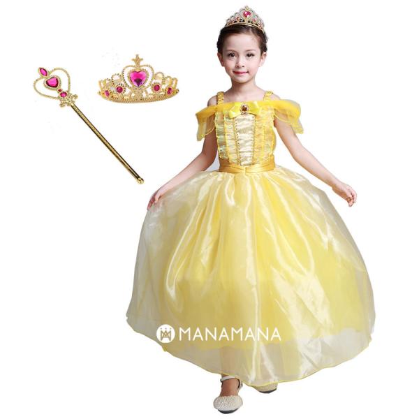 美女と野獣 ベル Belleドレス 子供 用 キッズ ハロウィン コスプレ 女の子 衣装 コスチュー...