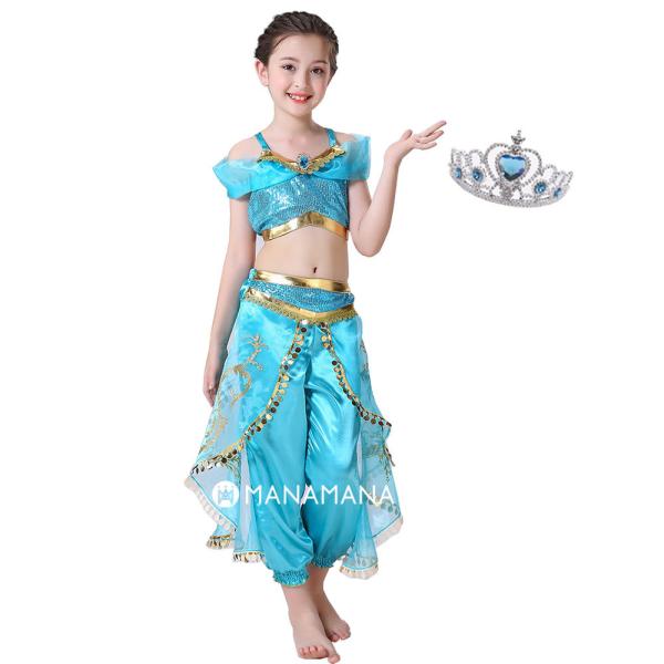 ジャスミン アラジン 衣装 コスプレ キッズ 子供 用  ハロウィン コスチューム 女の子 プリンセ...